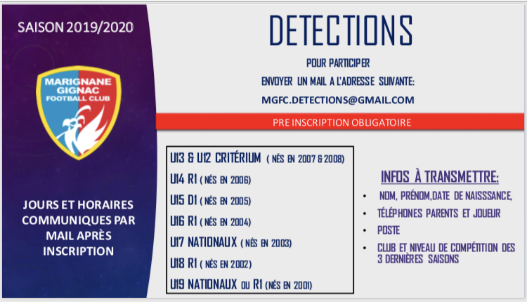 Détections Jeunes 2019/2020
